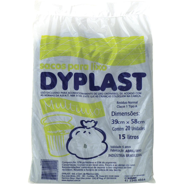 Saco para Lixo Dyplast 15 Litros