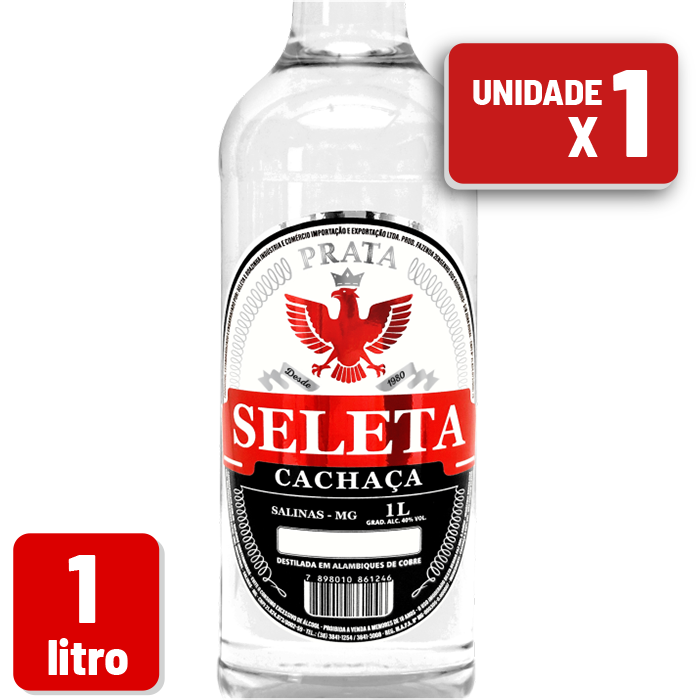Cachaça Seleta Prata Garrafa Vidro 1L