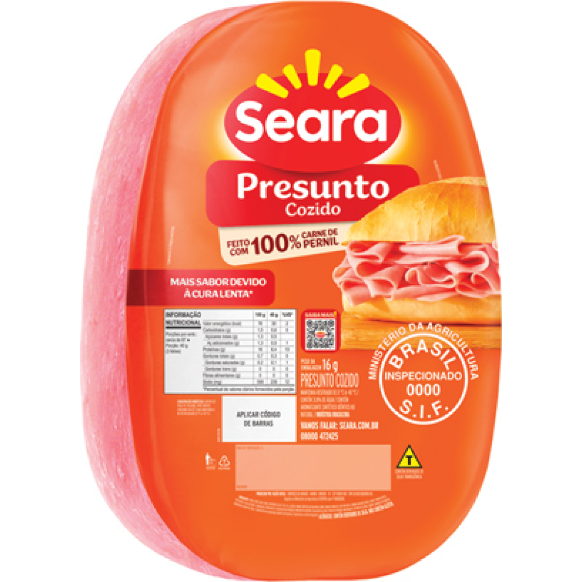 Presunto Cozido Magro Seara Pedaço 300g