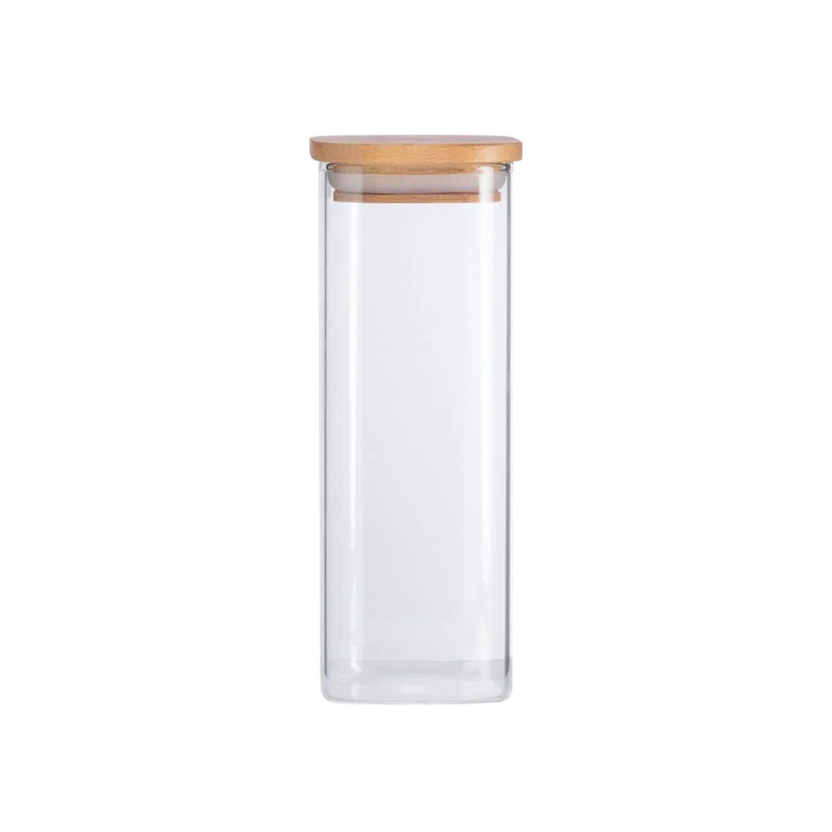 Pote de Mantimentos Quadrado Flat 400ml Tampa Bambu Oikos