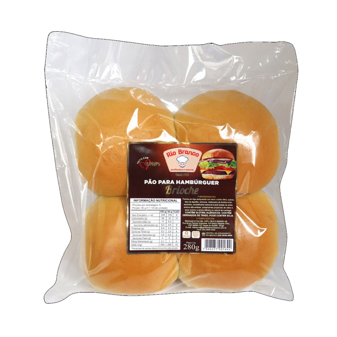 Pão para Hambúrguer Brioche Rio Branco 280g