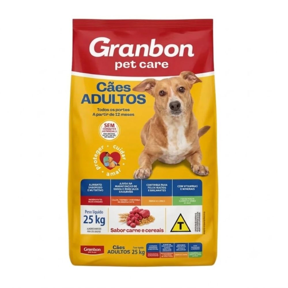 Ração para Cães Adultos GRANBON Carne e Cereais - 25kg