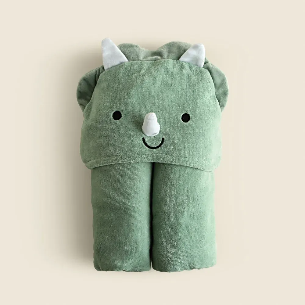 Toalha Poncho A\BABY 120x80 Algodão com Capuz Dino