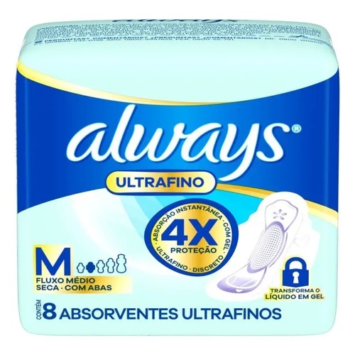 Absorvente Noturno Ultrafino M Always C/ab C/8 Seca.