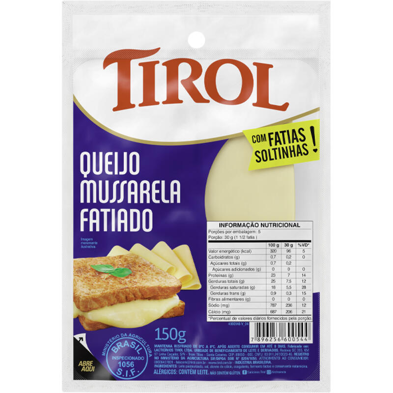 Queijo Mussarela Tirol Fatiado 150g