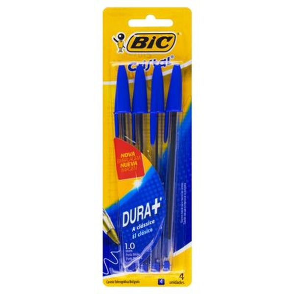 Caneta Esferográfica Bic Cristal Com 4 Canetas - Azul - Ref. 878711