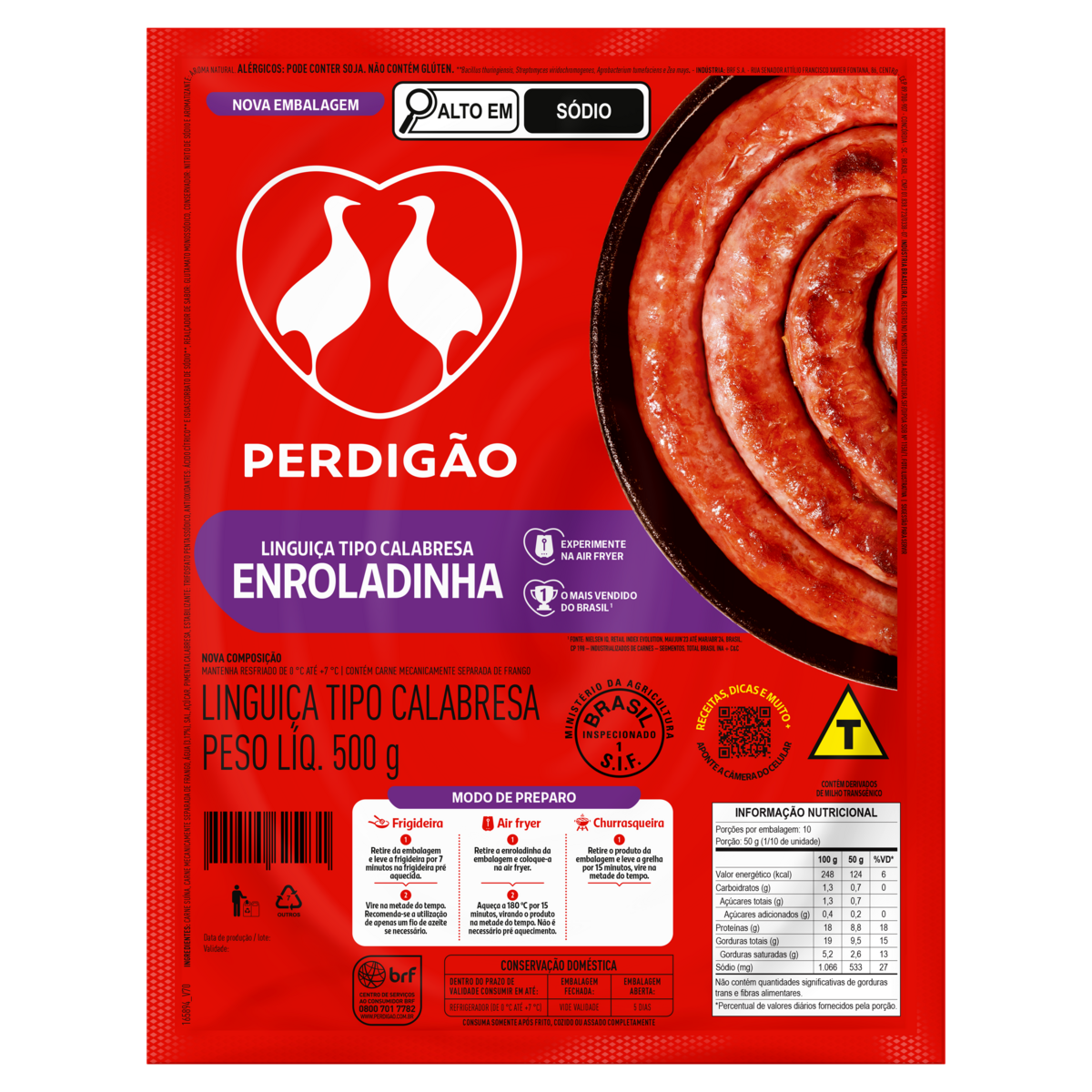 Linguiça Tipo Calabresa Enroladinha Perdigão 500g