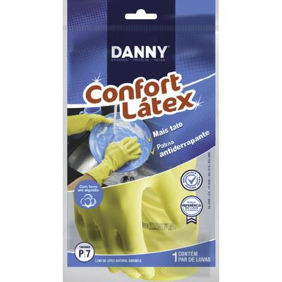Luva Confort Látex Danny Amarela - P 1 par