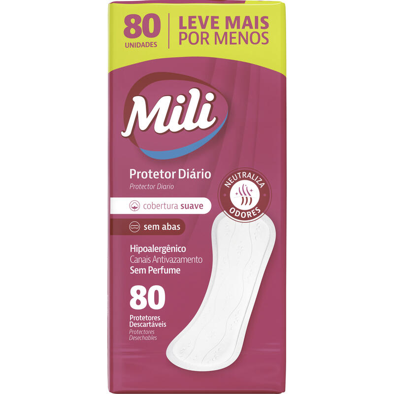 Protetor Diário Mili sem Abas 80un