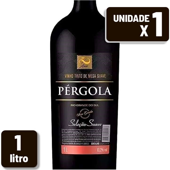 Vinho Tinto Pergola Seleção Suave Garrafa Vidro 1L