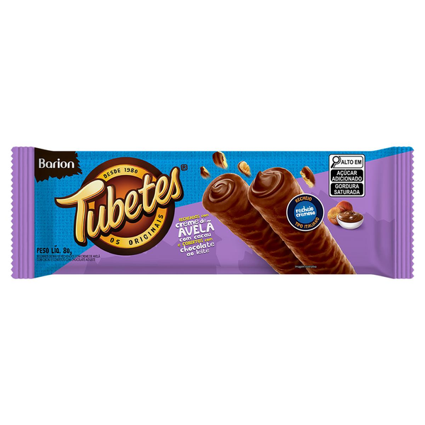 Tubetes Recheado Barion 80g - Chocolate/ Avelã