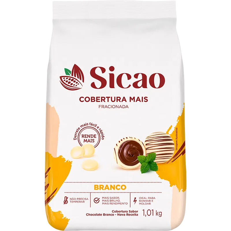 Cobertura de Chocolate em Gotas Sicao Mais Branco 1,01kg