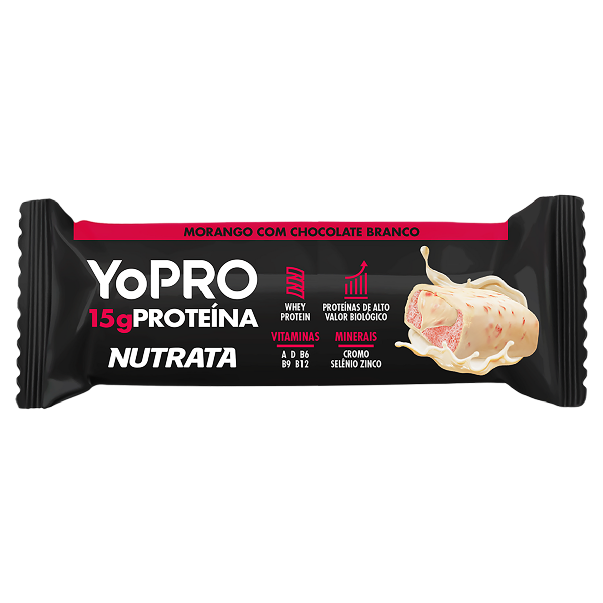 Barra de Proteína Yopro Morango com Chocolate Branco Nutrata Pacote 55g