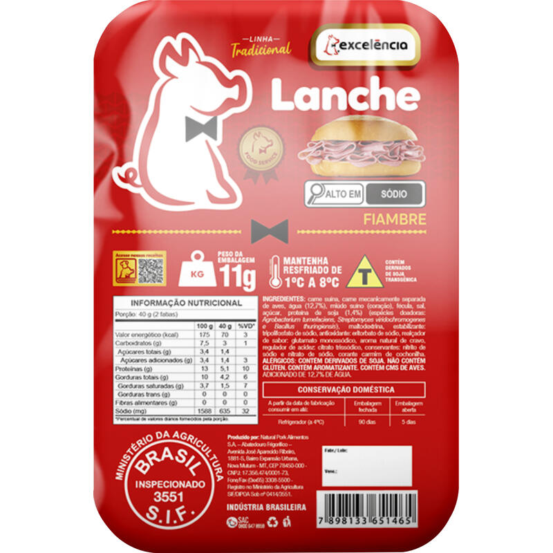 Lanche Excelência Preço por quilo na peça