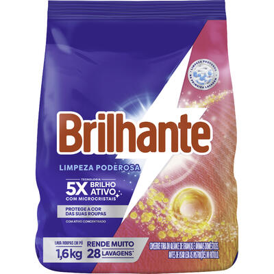 Lava Roupas em Pó Brilhante Limpeza Poderosa 1,6kg