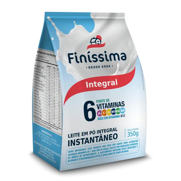 Leite em Pó Finíssima 350g - Integral - Instantâneo - Sachê