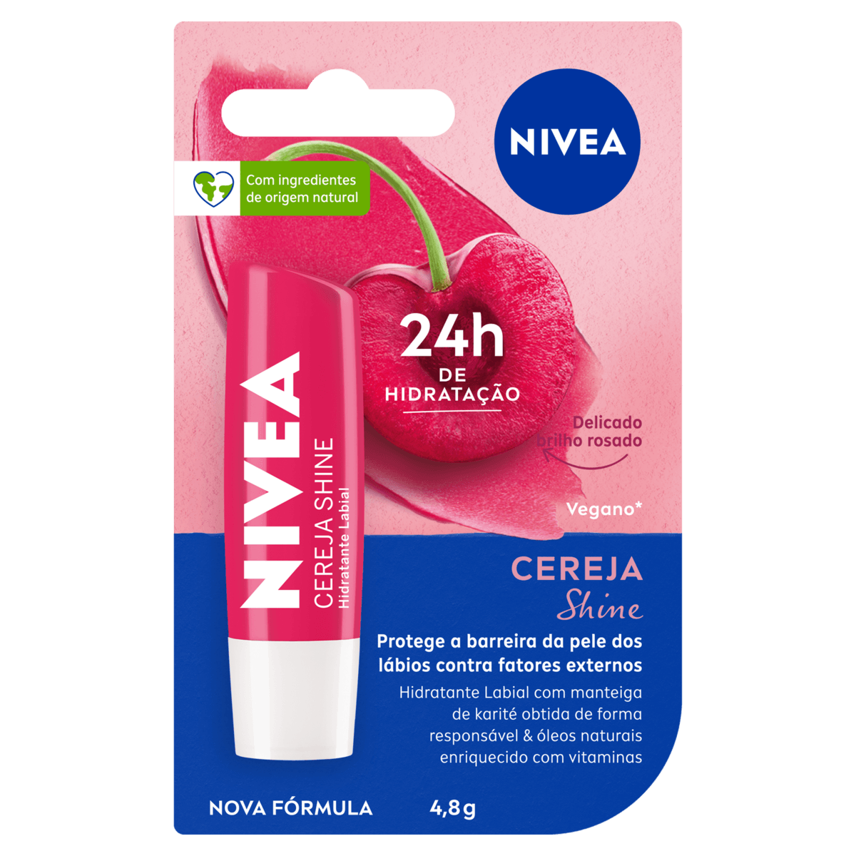 Hidratante Labial Cereja Shine Nivea Blister 4,8g