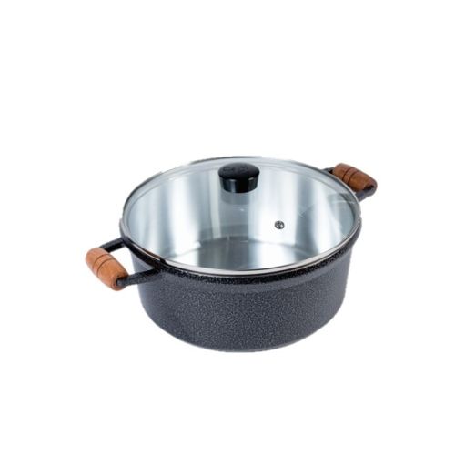 Caçarola Cava Craqueada Com Tampa De Vidro 16cm