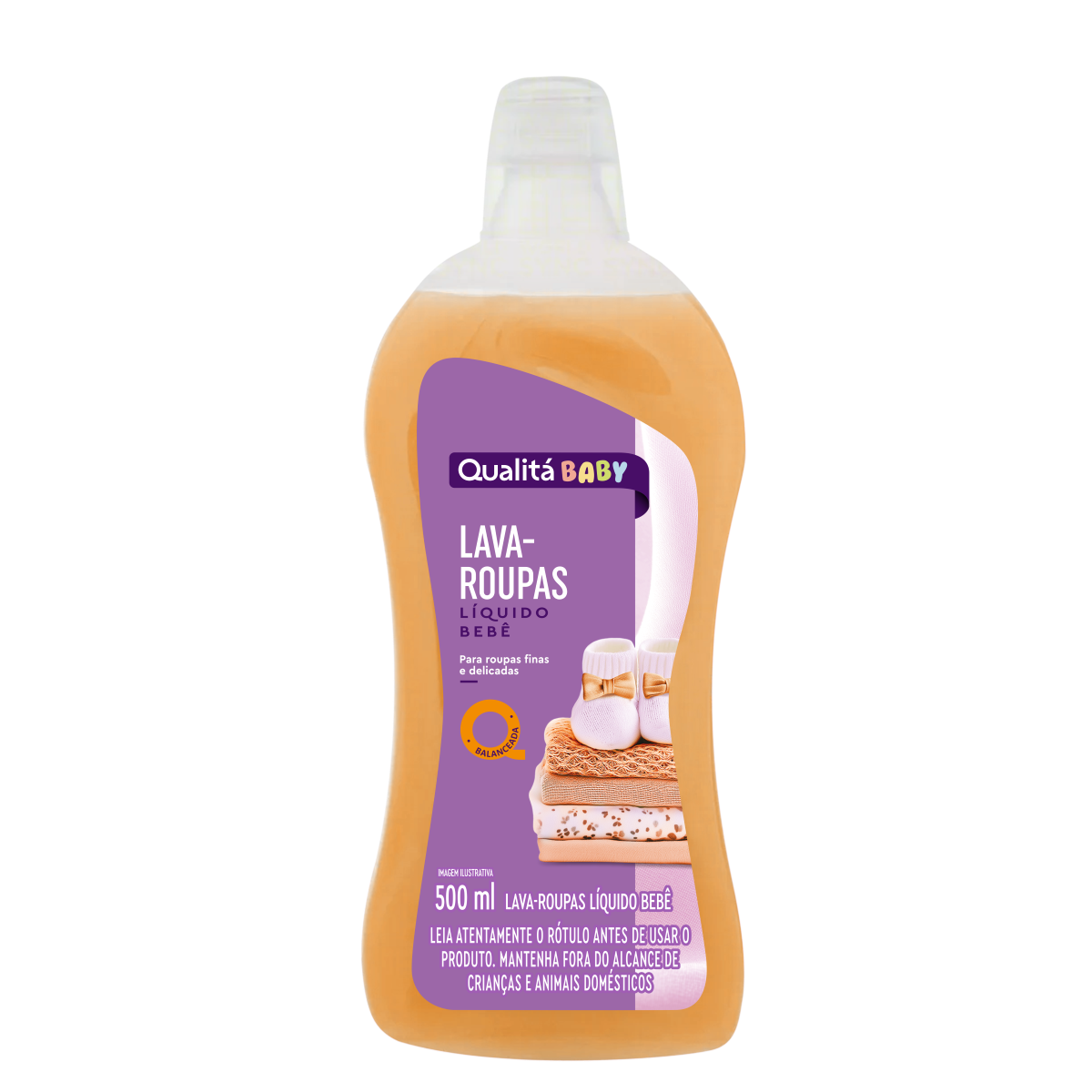 Lava-Roupas Líquido Bebê Qualitá Frasco 500ml