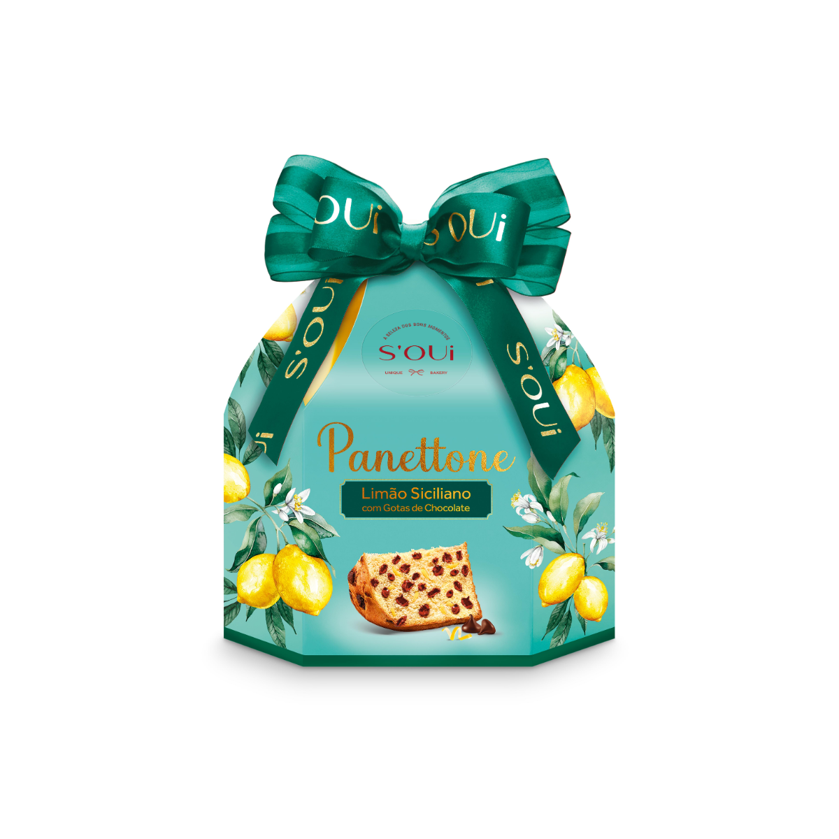Panettone com Gotas de Chocolate e Limão Siciliano Soui 400g