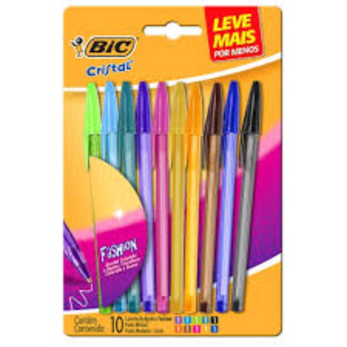 Caneta BIC Cristal Fashion com 10 Unidades