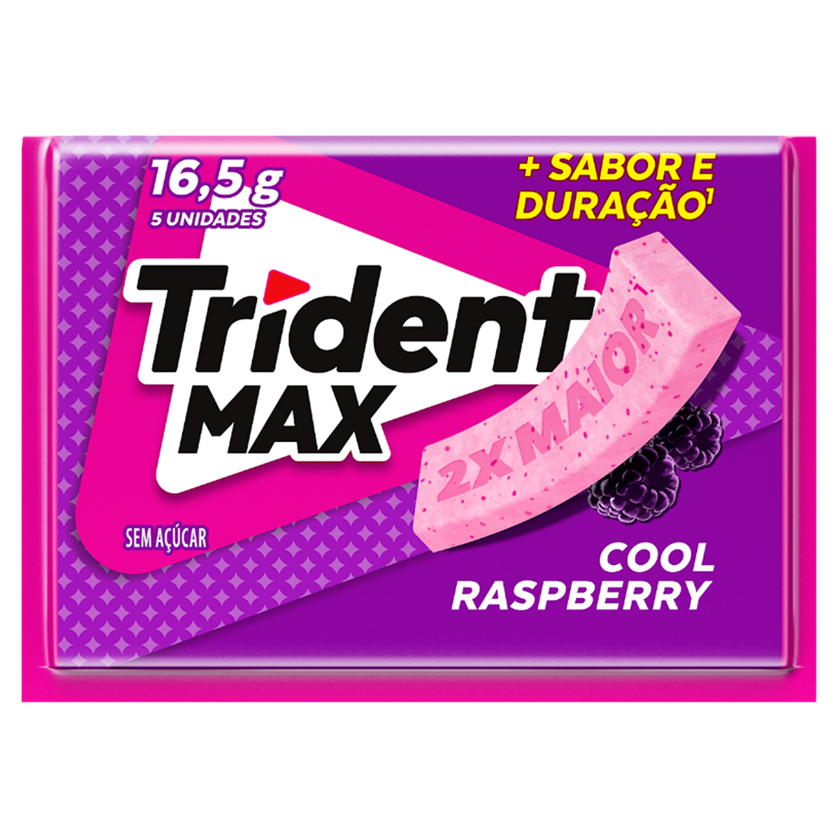 Goma de Mascar Cool Raspberry Zero Açúcar Trident Max Caixa 16,5g 5 Unidades