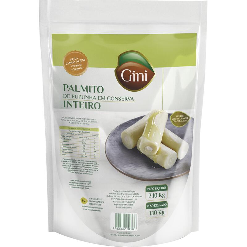 Palmito de Pupunha Gini Inteiro 1,10kg
