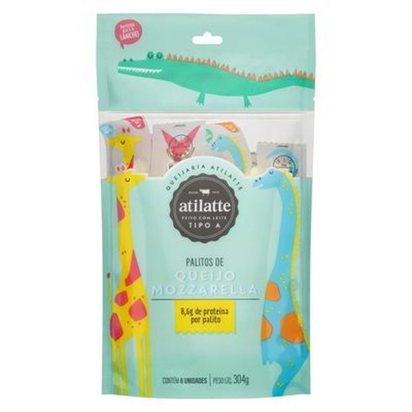 Queijo Mussarela Palito Atilatte 304g 8 Unidades
