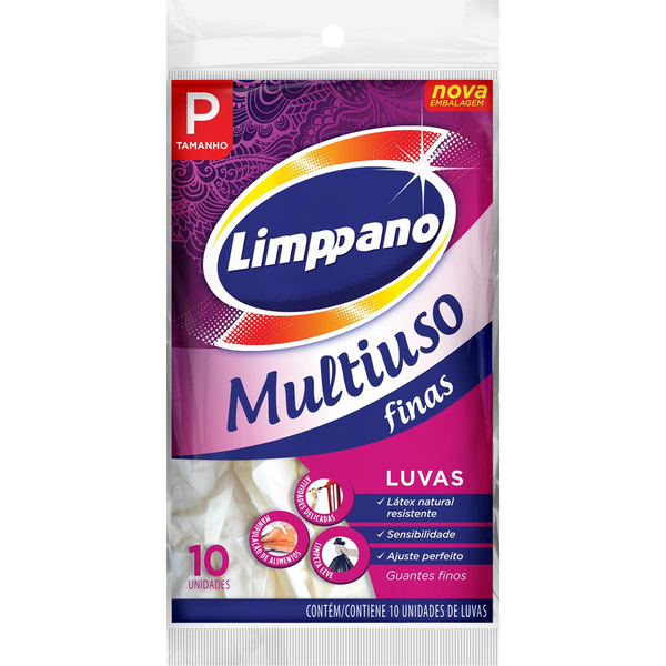 Luva Multiuso LIMPPANO Fina Pequena com 10 Unidades