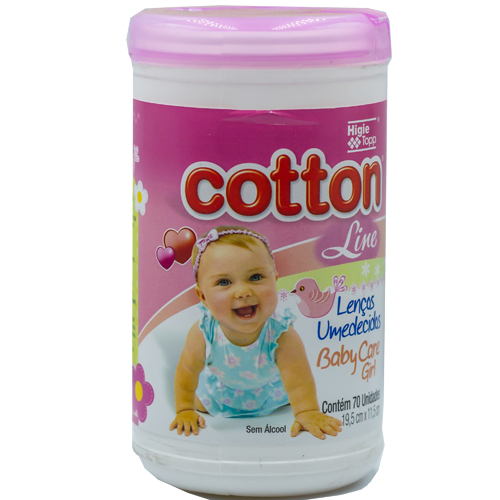 Lenço Umedecido Cotton Line Pote Rosa C/70 Unidades