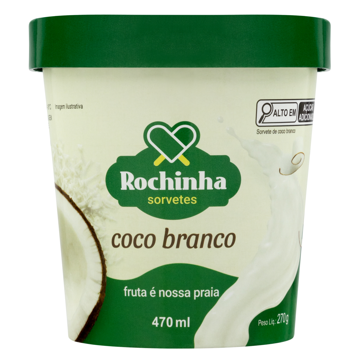 Sorvete Coco Branco Rochinha Sorvetes Pote 470ml