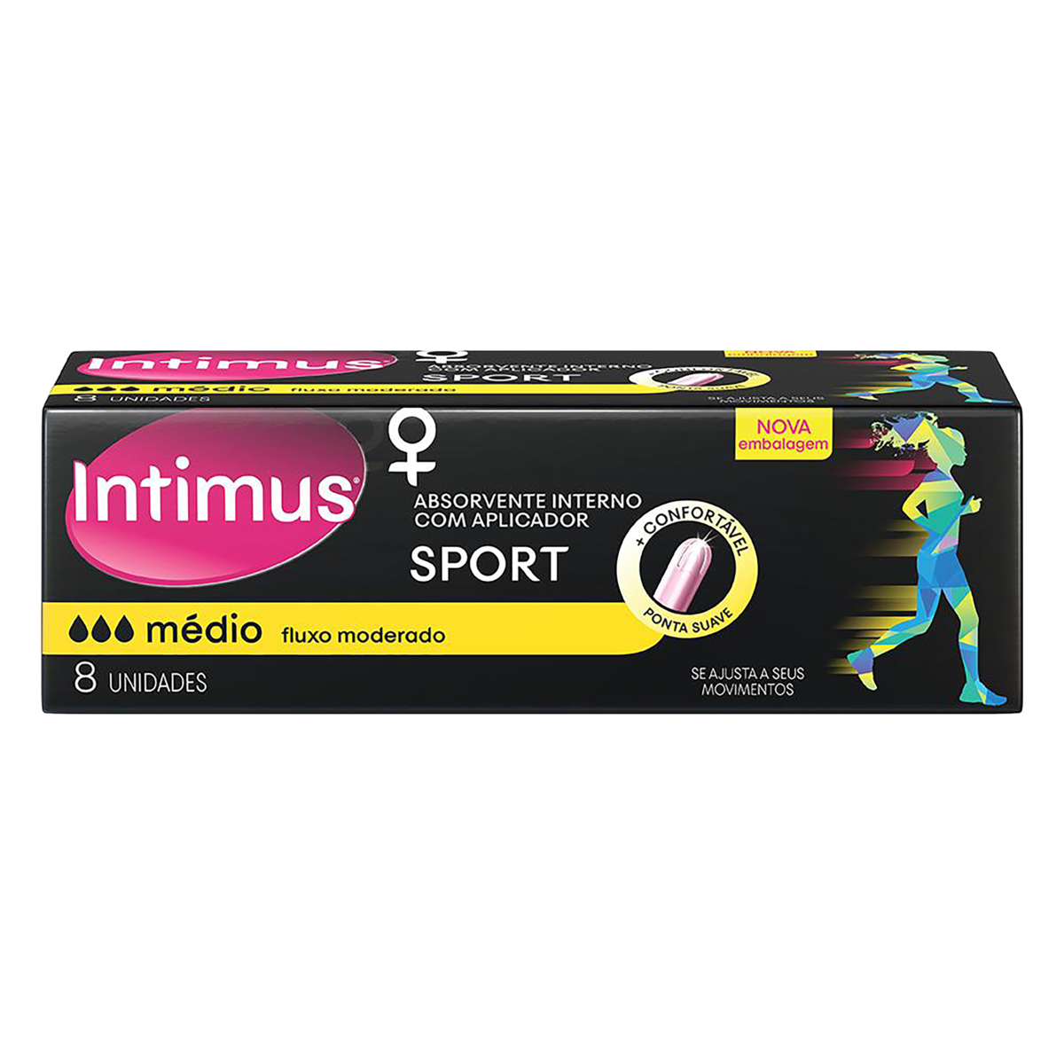 Absorvente Higiênico INTIMUS Sport Interno com Aplicador Médio com 8 Unidades