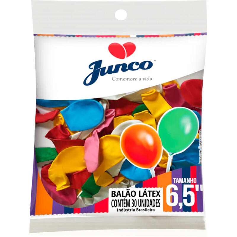 Balão Liso Junco 6,5 Sortido 30 un