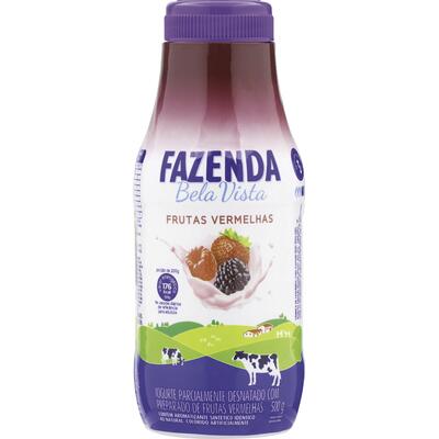 Iogurte Parcialmente Desnatado Frutas Vermelhas Fazenda Bela Vista Garrafa 500g
