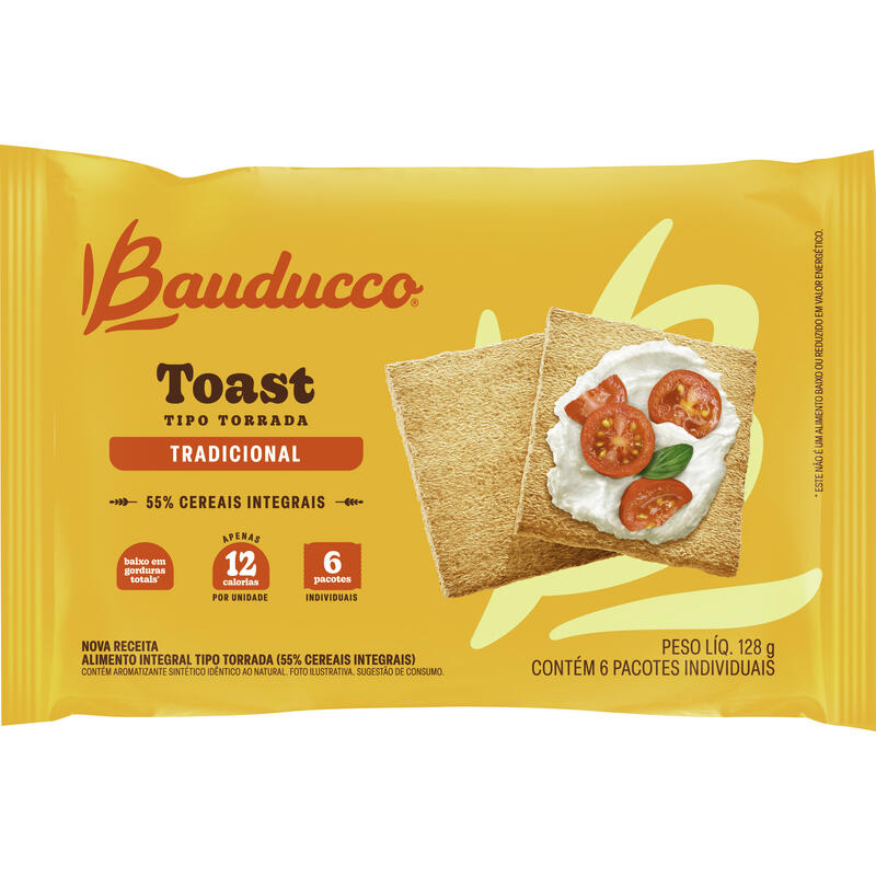 Torrada BAUDUCCO Tradicional Toast 55% Cereais Integrais 128g