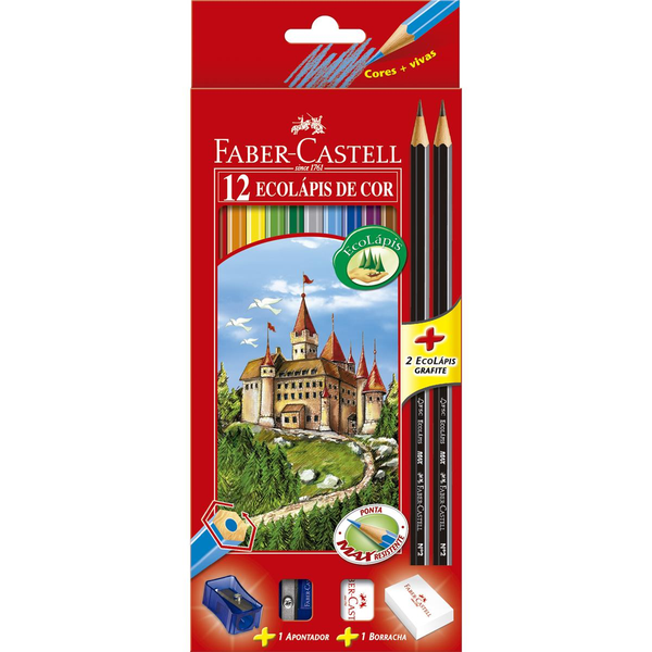 Lápis de Cor FABER-CASTELL com 12 Unidades + Kit Brinde caixa