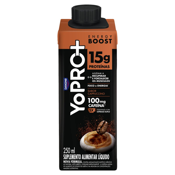 Bebida Láctea Cappuccino Zero Lactose Yopro Energy Boost Caixa 250ml