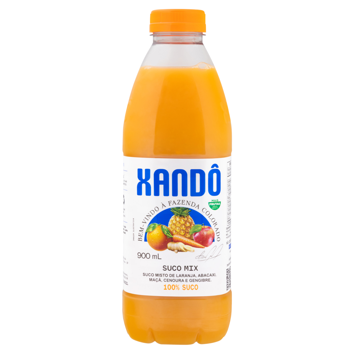 Suco Laranja, Abacaxi, Cenoura e Gengibre Xandô Garrafa 900ml