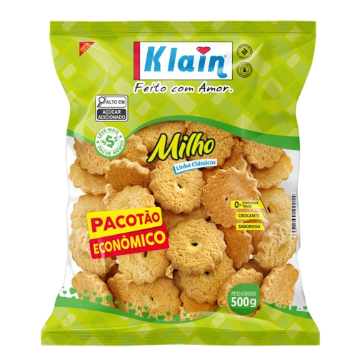 Biscoito Klain Milho Pacotão Econômico 500g