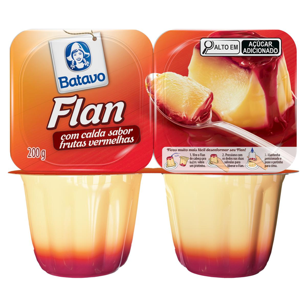 Sobremesa Batavo 200g - Flan - Baunilha com Frutas Vermelhas