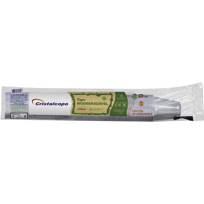 Copo p/Chopp Bio Descartável Cristalcopo 770ml 30un