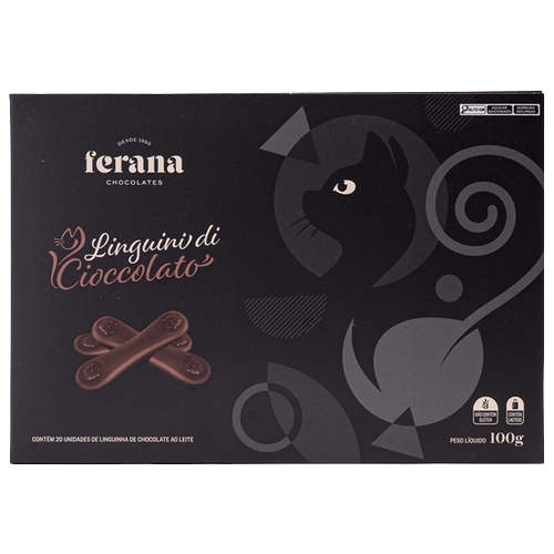 Chocolate Ferana Linguini Chocolate Ao Leite Com 20 Unidades 100g