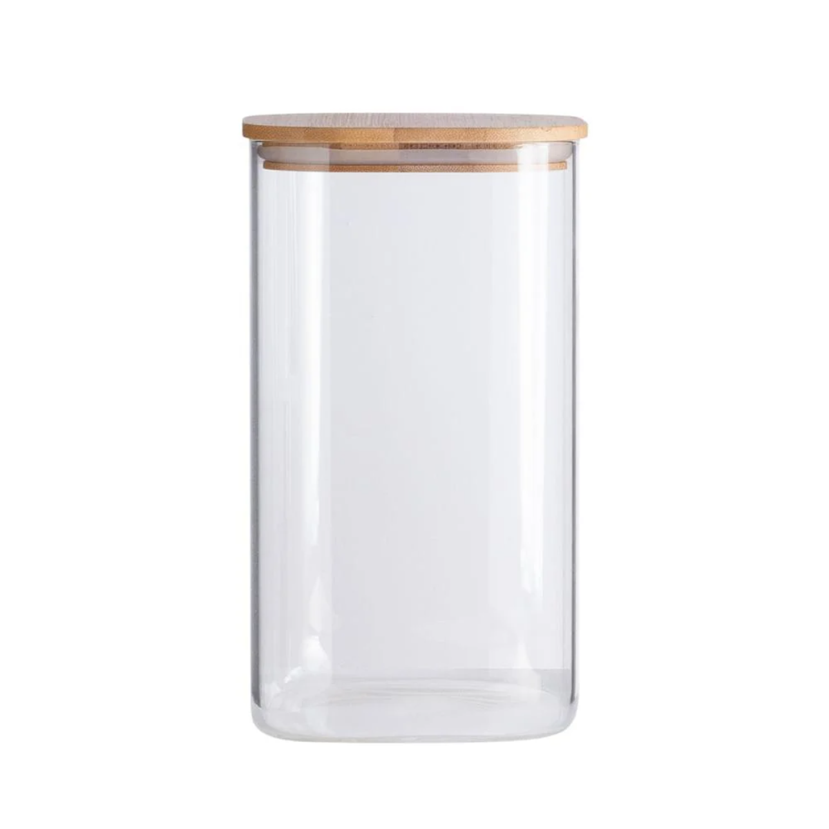 Pote de Mantimentos Quadrado Flat 1400ml Tampa Bambu OIKOS COZ01786NAT