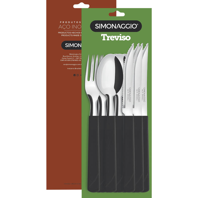 Faqueiro Simonaggio Treviso Preto 12 pçs