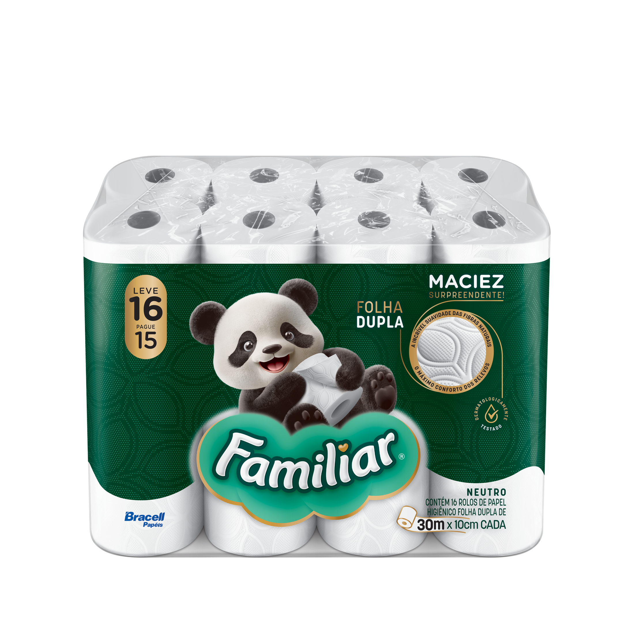 Papel Higiênico Familiar Folha Dupla 16 Rolos 30m