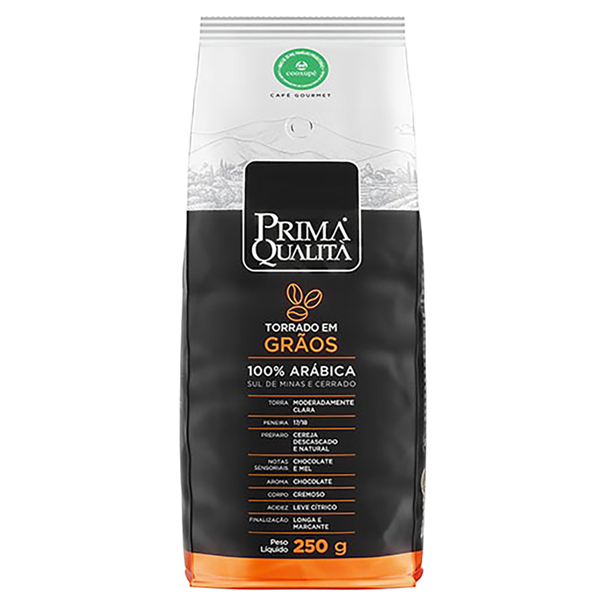 Café Torrado em Grãos Prima Qualità Gourmet Pacote 250g