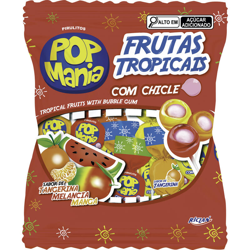 Pirulito Riclan Pop Mania Frutas Tropicais 500g