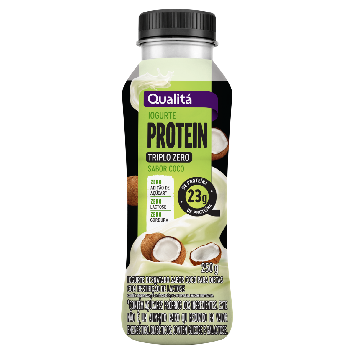 Iogurte Desnatado Coco Zero Lactose Protein Triplo Zero Frasco Qualitá 250g