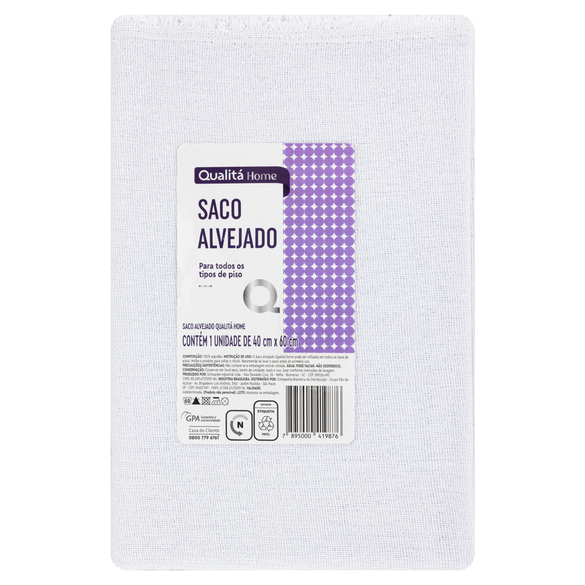 Saco Alvejado Qualitá 40cm x 60cm