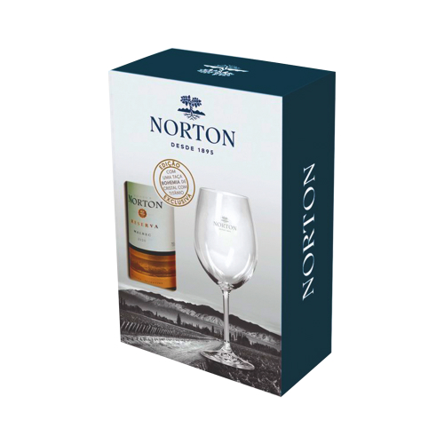 Kit Vinho Argentino Malbec Reserva Norton 750ml + Taça